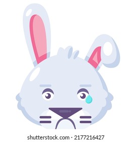 Rabbit crying expression cute facial emoji vector