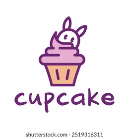 rabbit cupcake flat minimalist logo design