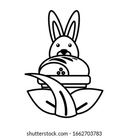 rabbit with a cupcake on white background vector illustration design