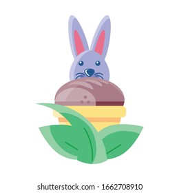 rabbit with a cupcake on white background vector illustration design