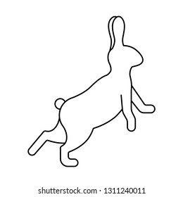 Rabbit curious Peeps leaning on something in outline style icon