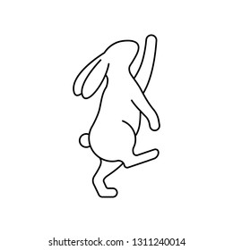 Rabbit curious reaching up on tiptoe in outline style icon