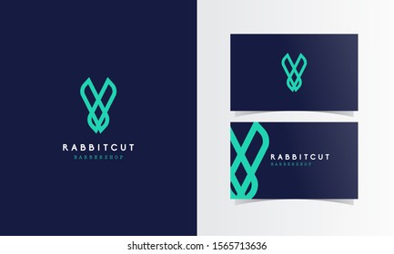 Rabbit cut logomark vector with business card template design for branding identity