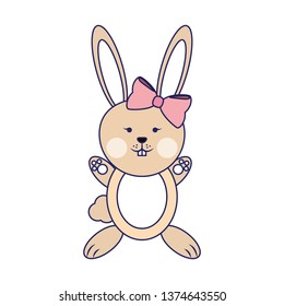 Rabbit cute animal blue lines