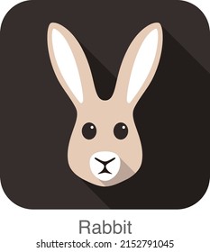 Rabbit, Cute animal face cartoon flat icon design, vector illustration