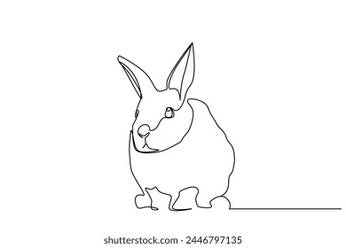 rabbit cute animal one line art design vector
