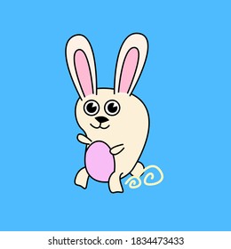 rabbit, Cute baby animal character illustration for kid t-shirt design or background