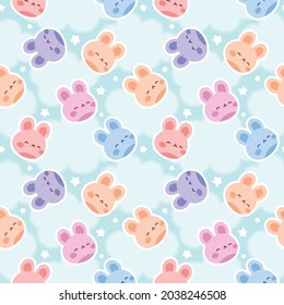 Kaninchen mit süßem, nahtlosem Muster, kawaii-Kaninchen-Hintergrund, OsterVektorgrafik