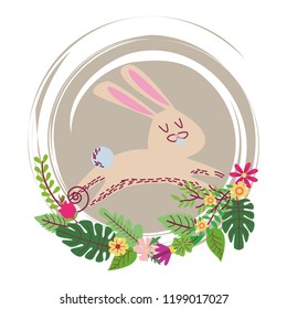 rabbit cute cartoon round icon