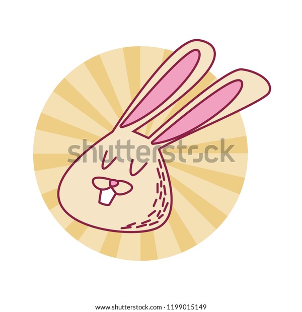 Rabbit Cute Cartoon Round Icon Stock Vector (Royalty Free) 1199015149 ...