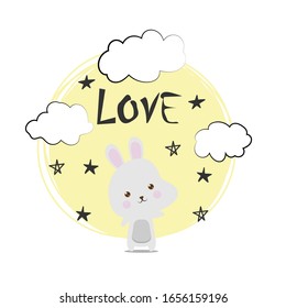 rabbit cute doodle vector design