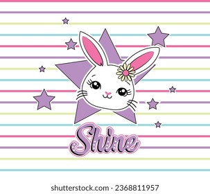 rabbit cute girl shine colorful