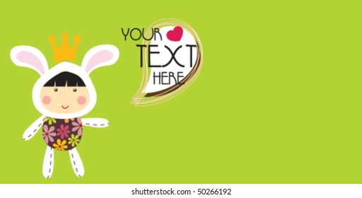 RAbbit cute girl with text 4