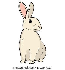 Rabbit cute hand drawn lineart isolated doodle