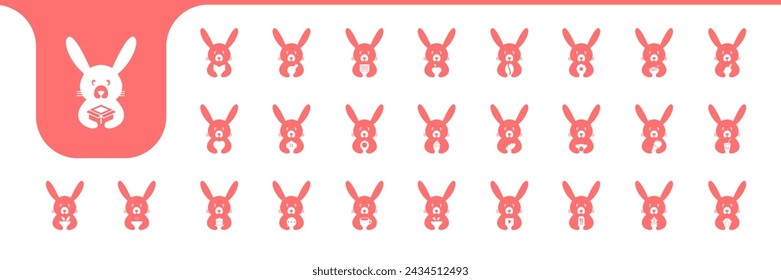 rabbit cute icon set collection design vector