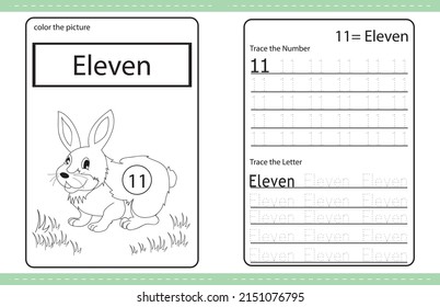 Rabbit cute Number colouring and number tracing activity book. number. kids worksheet. colouring book illustration
