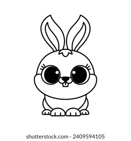 rabbit cute outline drawing suitable for coloring books for children black and white educational preschool activity sheet vector isolated