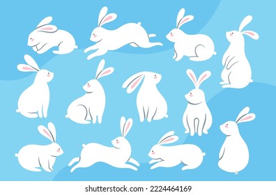 Rabbit cute vector collection. Bunny set