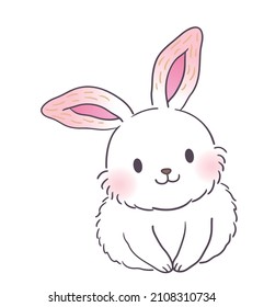 Rabbit Cute Vector With funny face