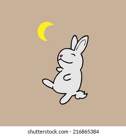 Rabbit dances under moon light