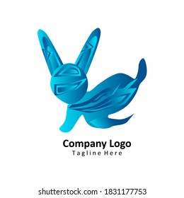 Kaninchen, dunkelblauer Farbverlauf-Logo