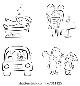 Rabbit day set (vector version)