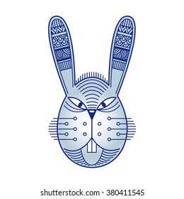 Rabbit decorative image, Happy Easter symbol, vector illustration on white background