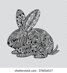 Rabbit. Decorative outline hand drawn in zentangle style.