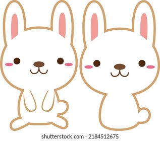 Conjunto de ilustraciones de líneas de caracteres deformadas de conejo