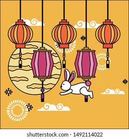 Rabbit design, Mid autumn festival china oriental celebration and traditional theme Vector illustration