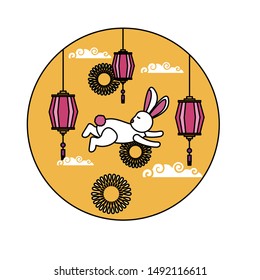 Rabbit design, Mid autumn festival china oriental celebration and traditional theme Vector illustration