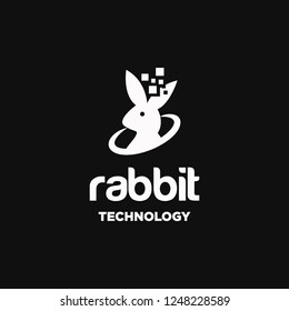 rabbit digital technology logo icon vecetor inspiration