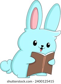 The rabbit is diligently reading a science book, creative illustration design