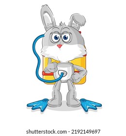 the rabbit diver cartoon. cartoon mascot vector