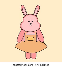 muñeca de conejo linda ilustración plana 