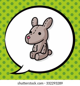 rabbit doll doodle, speech bubble