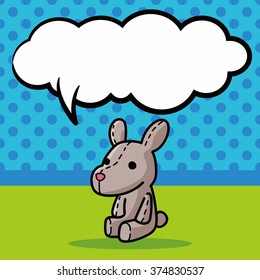 rabbit doll doodle, speech bubble