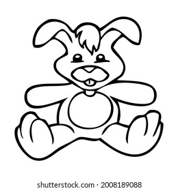 rabbit doll line vector illustration,isolated on white background for education,top view