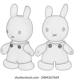 Rabbit Doll Toy Vector 08. Illustration Isolated On White Background. A vector illustration Of An Rabbit Toy.