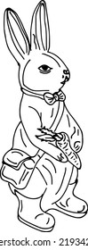 Doodle de conejo, dibujo de caricatura de conejo, ilustración de línea vector de conejo, silueta de conejo divertida, imagen prediseñada de Khargosh