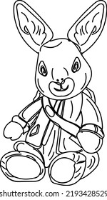 Doodle de conejo, dibujo de caricatura de conejo, vector de ilustración de línea de conejo, silueta de conejo diverso, 