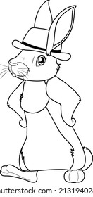 Rabbit doodle outline for colouring illustration