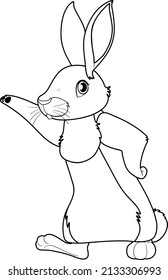 Rabbit doodle outline for colouring illustration