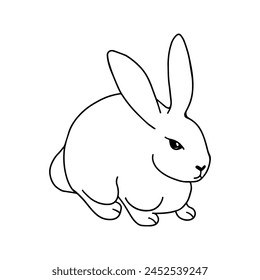 rabbit doodle outline drawing of butterfly. simple Black line.
