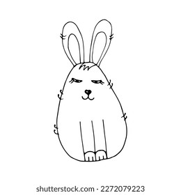Conejo en forma de doodle sobre un fondo blanco aislado. Conejo vectorial de Pascua.