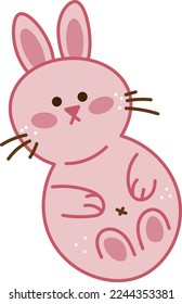 Kaninchendoodle1. Rutsche, rosa Hase mit einem einzigen Buchstaben. Cartoon Farbe, Vektorgrafik.