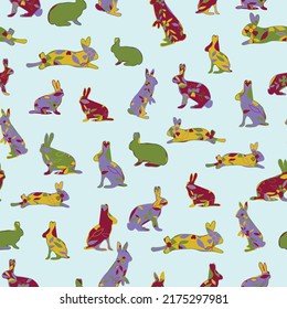 Rabbit doodles Cute hand drawn seamless pattern. Perfect for textile, wallpaper, fabrics, fashion print and gift wrapping.