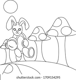 rabbit drawing book. a coloring book for children. can be used to teach children coloring