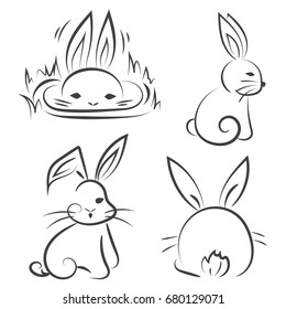 rabbit drawing hand drawn vector