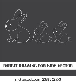 Rabbit Drawing for Kids Vector Creative Concept: Whimsical Bunny Delight 